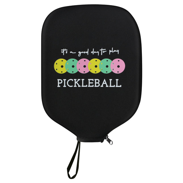 Black Neoprene Pickleball Paddle Cover Protective Case with Fun Graphic Design Durable Beach Tennis (Style