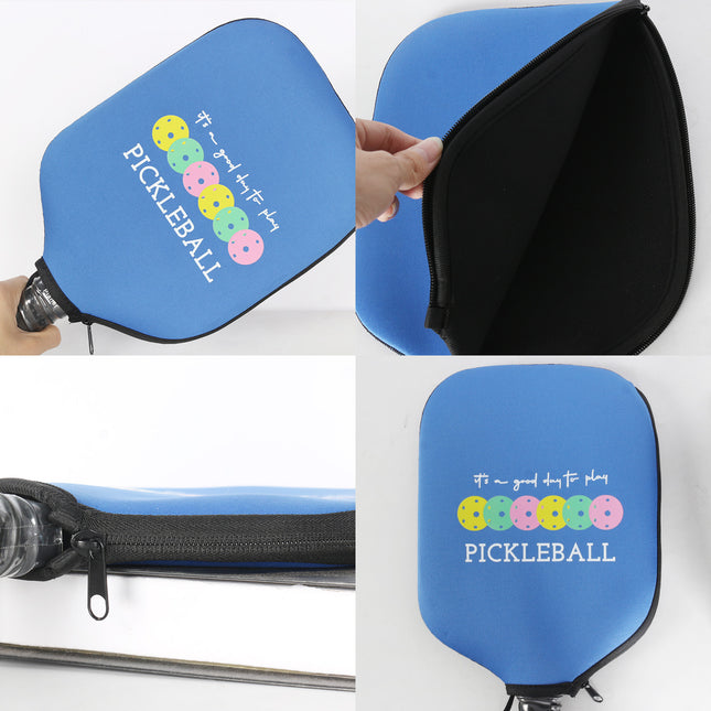 Black Neoprene Pickleball Paddle Cover Protective Case with Fun Graphic Design Durable Beach Tennis (Style – product detail