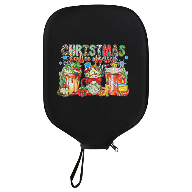 Black Neoprene Pickleball Paddle Cover Protective Case with Fun Graphic Design Durable Beach Tennis (Style