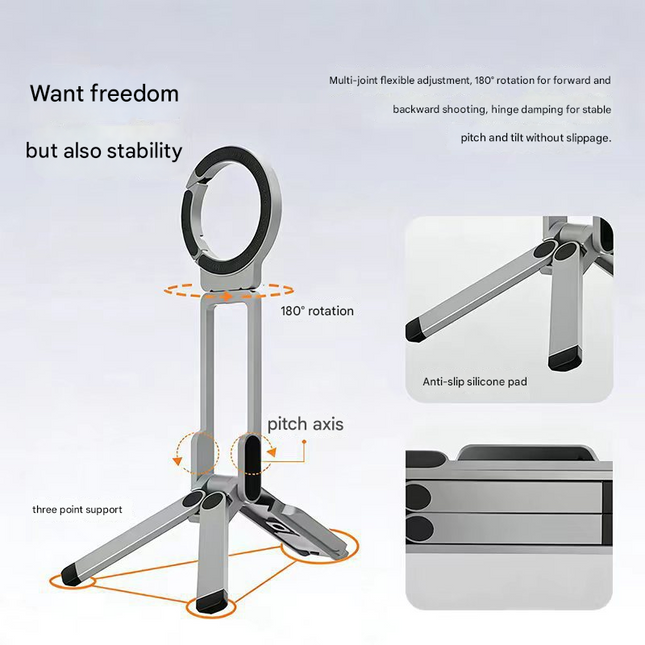 Silver Portable Magnetic Phone Mount with V888-ELOSUNG48713