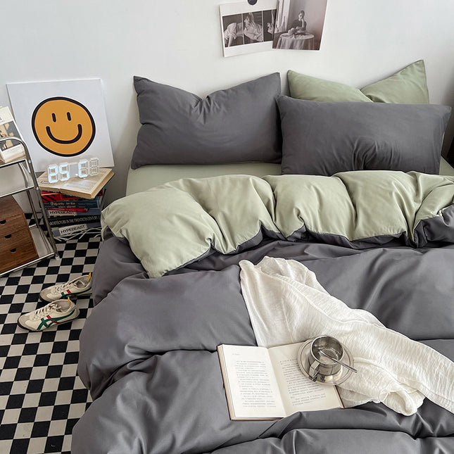 Dark gray matcha Washed Cotton Bedding Set