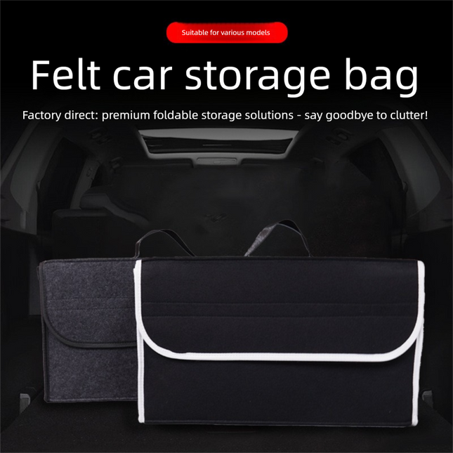 Dark gray Foldable Felt Car Trunk Organizer with – product detail