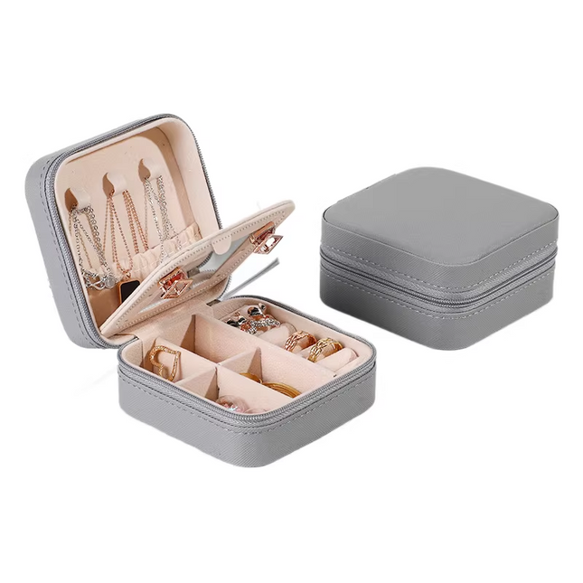 Grey Mini Travel Jewelry Box with V888-ELOSUNG48766