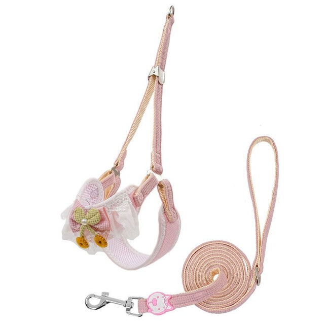Pink Lace Y-Shaped Pet Harness and Leash Set (Size V888-ELOSUNG48785