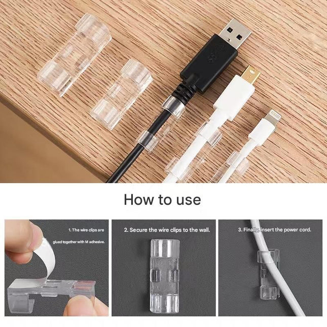 100 Pack Self-Adhesive Cable Clips Non-Marking Cord Management Holder for Desk and Car Drill-Free Wire – product detail