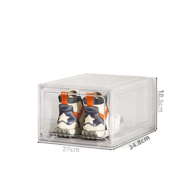 White Transparent Magnetic Shoe Box Stackable Dustproof Sneaker Storage Case for Basketball Shoes Clear