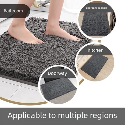 Hazy Blue Thickened Chenille Bathroom Floor Mat 50x80cm Super Absorbent Non-Slip TPR Backing Rug for Shower Entrance and Washroom Soft Comfort for Local Households