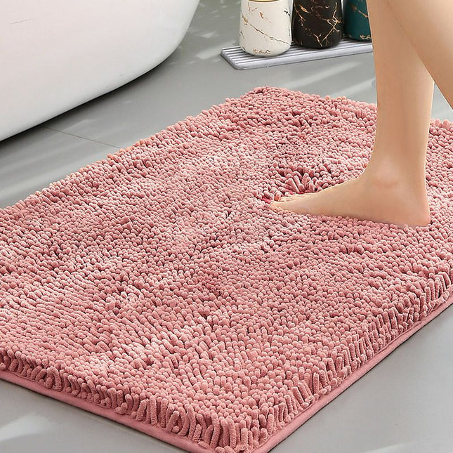 Bean paste powder Thickened Chenille Bathroom Floor Mat 50x80cm Super Absorbent Non-Slip TPR Backing
