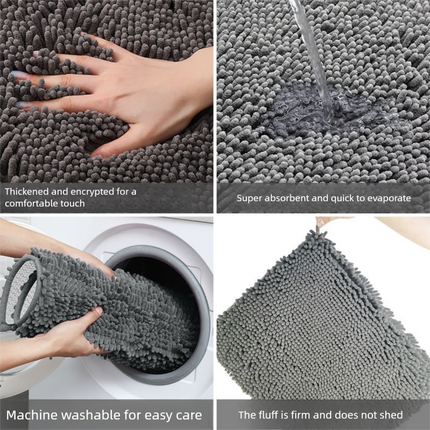 Dark Beige Thickened Chenille Bathroom Floor Mat 50x80cm Super Absorbent Non-Slip TPR Backing Rug for Shower Entrance and Washroom Soft Comfort for Local Households