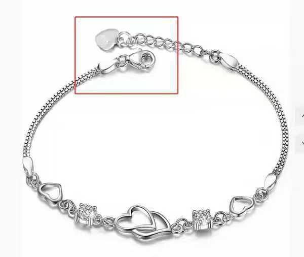 Heart-to-Heart Silver Plated Bracelet with Sparkling Rhinestones Elegant Romantic Jewelry for Women (Heart