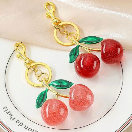 Fashionable Cherry Keychain with Fruit Pendant for Handbags and Keys Stylish Accessory Solution for Local Trendsetters(A01)