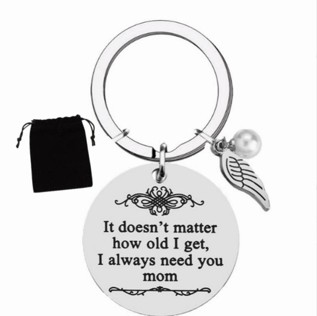Stainless Steel Mother's Day Keychain with Gift Box and Velvet Bag Gratitude Gift for Mom