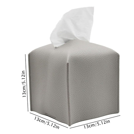 2 Pack Grey PU Leather Rectangular Tissue Box Covers Foldable Roll Paper Bag for Car Home and Bathroom Modern Storage Solution for Local Households