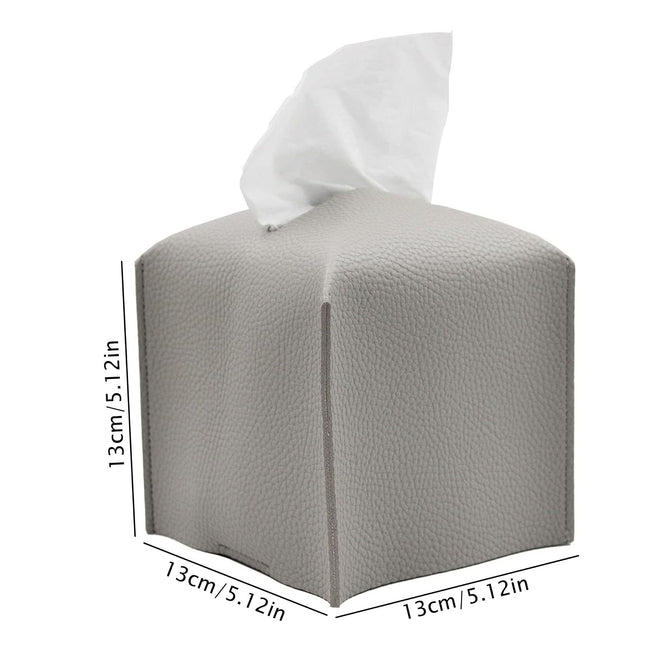 2 Pack Grey PU Leather Rectangular Tissue Box Covers Foldable Roll Paper Bag for Car Home and Bathroom