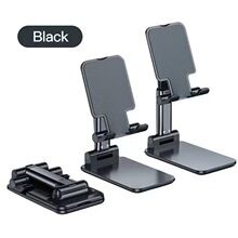 Black Adjustable Desktop Phone Stand with Height Extension and Foldable Design for Online Classes