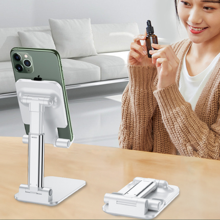 Green Adjustable Desktop Phone Stand with Height Extension and Foldable Design for Online Classes and Streaming Comfortable Hands-Free Solution for Local Users