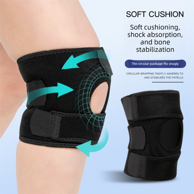 Black Upgraded Sport Knee Pads with Dual Spring Support and Shock Absorption for Basketball Cycling – product detail
