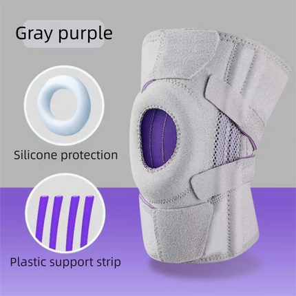 Grayish purple Adjustable Open Patella Knee Brace with Spring Support and Compression Straps for Basketball Squats and Running Joint Protection for Local Athletes