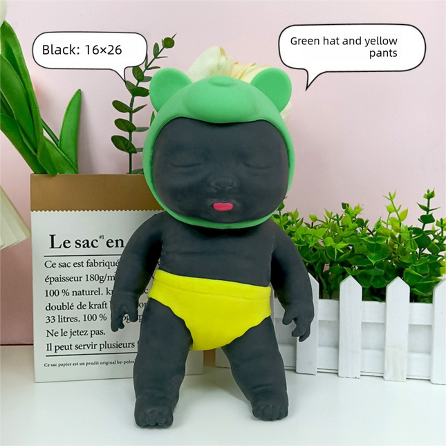 Black 26CM Large Squeeze Ugly Doll Stress Relief Toy Slow Rebound TPR Sand-Filled Squishy Figure