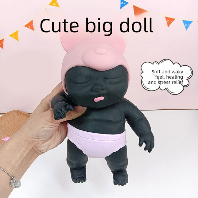 Black 26CM Large Squeeze Ugly Doll Stress Relief Toy Slow Rebound TPR Sand-Filled Squishy Figure