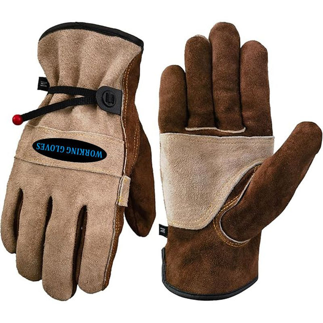Size S Durable Cowhide Work Gloves for Welding Gardening and Outdoor Camping Thorn Proof Heat Resistant