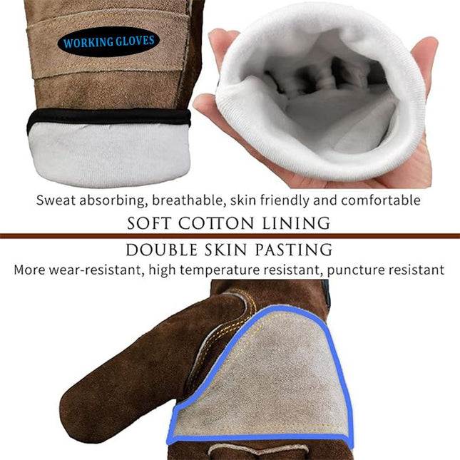Size XL Durable Cowhide Work Gloves for Welding Gardening and Outdoor Camping Thorn Proof Heat Resistant – product detail