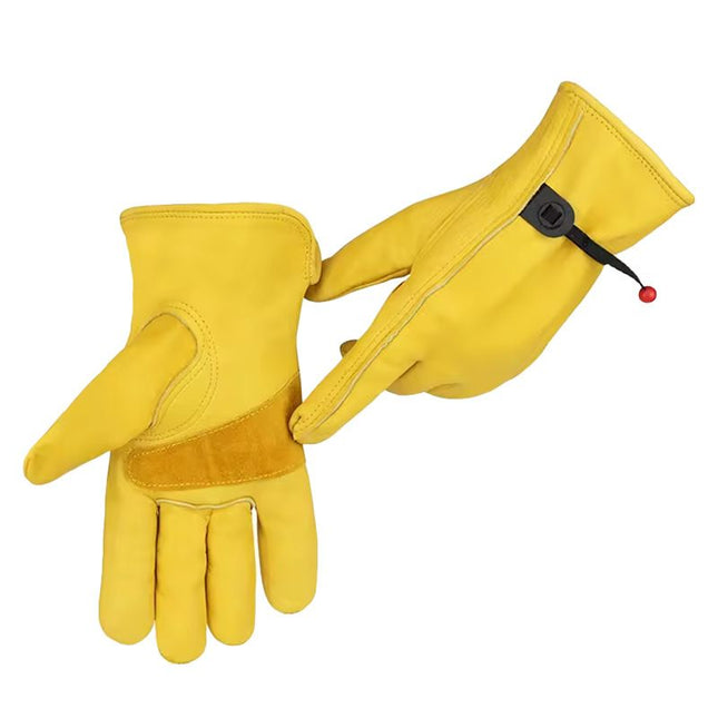 Size M Golden Yellow Top-Grain Cowhide Protective Work Gloves Durable Wear-Resistant Labor Safety Solution – product detail