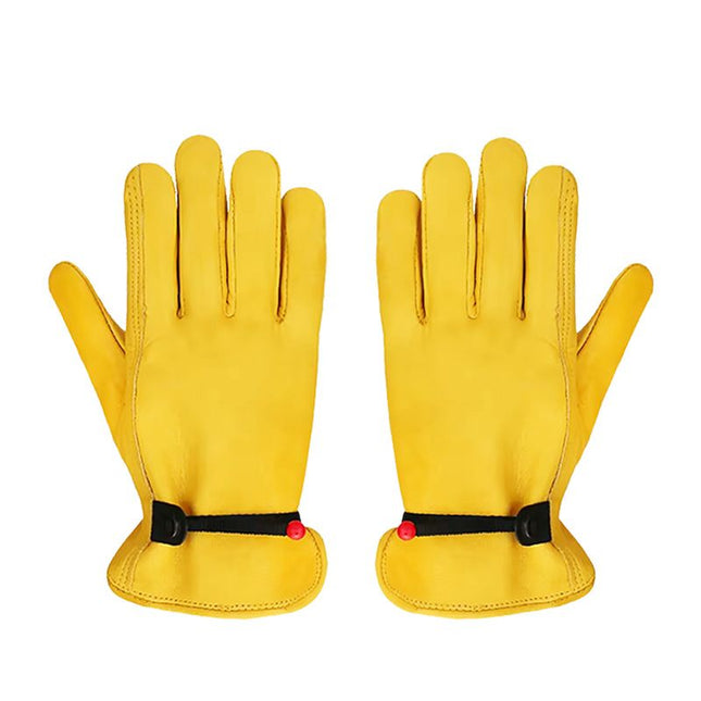 Size XL Golden Yellow Top-Grain Cowhide Protective Work Gloves Durable Wear-Resistant Labor Safety Solution