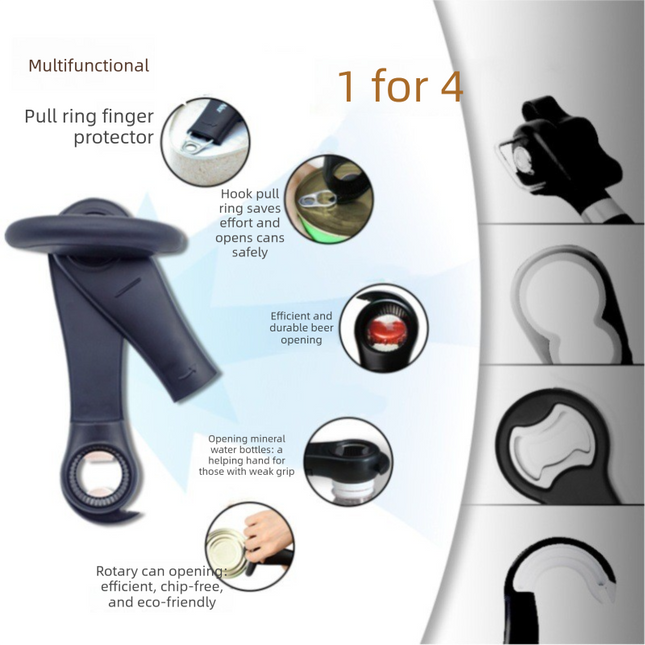Red Multifunctional Manual Can Opener with Safe Smooth Edge Cutting Effort-Saving Design for Home Kitchen – product detail