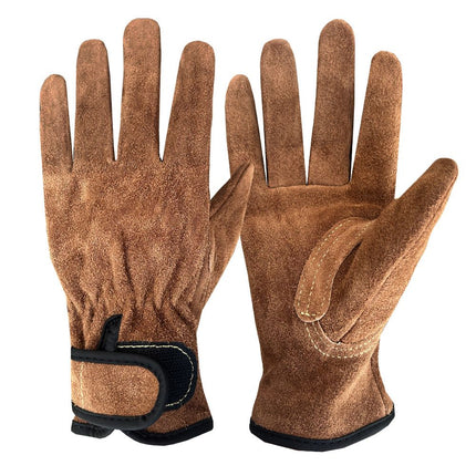 Size M Heavy-Duty Cowhide Protective Gloves with Heat Resistant and Wear-Proof Leather for Outdoor Camping Welding and Industrial Work Reliable Hand Guard for Local Professionals