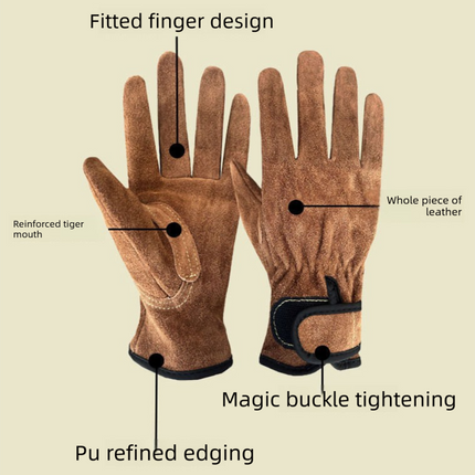 Size L Heavy-Duty Cowhide Protective Gloves with Heat Resistant and Wear-Proof Leather for Outdoor Camping Welding and Industrial Work Reliable Hand Guard for Local Professionals