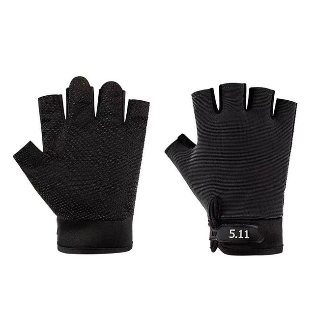 Black Tactical Half Finger Gloves with Hard Knuckle V888-ELOSUNG48902