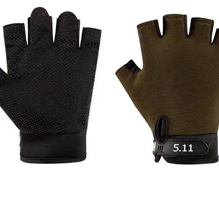 Green Tactical Half Finger Gloves with Hard Knuckle Protection - Non-Slip Breathable Combat Gloves for Men and Women, Heavy Duty Fingerless Design for Outdoor Training, Hiking, Cycling and Shooting