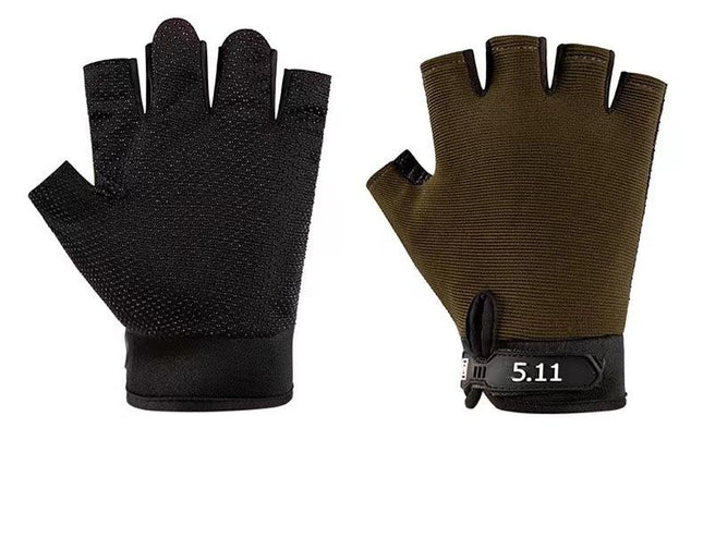 Green Tactical Half Finger Gloves with Hard Knuckle V888-ELOSUNG48904