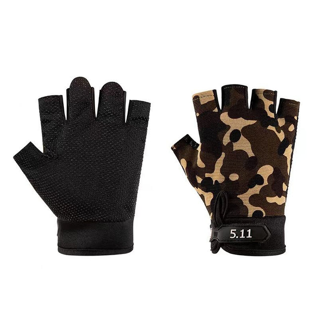 Camouflage Tactical Half Finger Gloves with Hard Knuckle V888-ELOSUNG48905