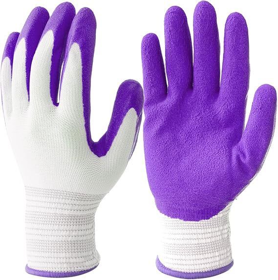 3 Pairs Purple Gardening Gloves with Breathable Latex V888-ELOSUNG48909