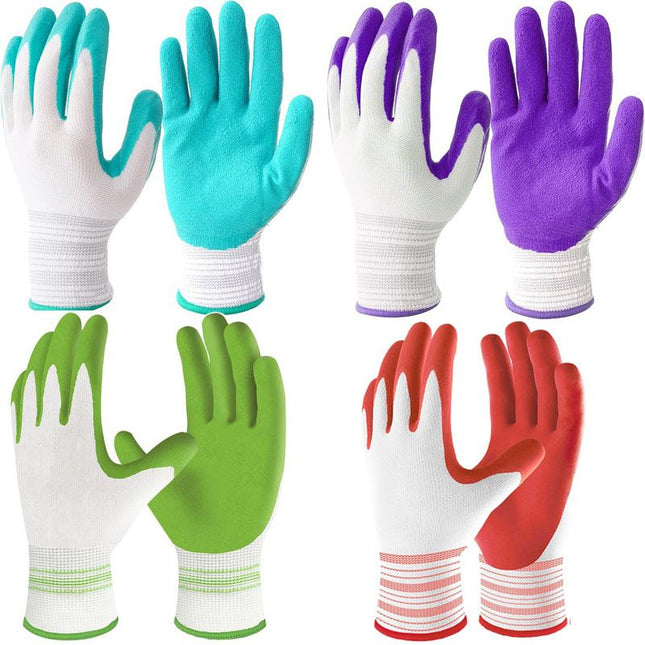 4 Pairs Red green blue purple Gardening Gloves with Breathable Latex V888-ELOSUNG48910
