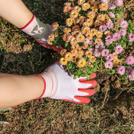 4 Pairs Red, green, blue, purple Gardening Gloves with Breathable Latex Coating - Non-Slip Protective Work Gloves for Yard Work Planting and Outdoor Maintenance - All-Day Comfort and Dexterity for Gardeners