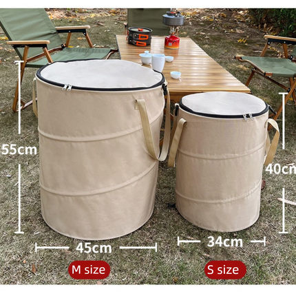 Black Foldable Camping Trash Can with Lid - Large Capacity Heavy Duty Pop Up Rubbish Bin - Portable Storage Bag for Caravan, Picnic, Gardening and Outdoor Adventures - Space Saving Design(Size: S)