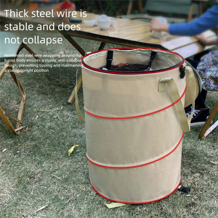 Black Foldable Camping Trash Can with Lid - Large Capacity Heavy Duty Pop Up Rubbish Bin - Portable Storage Bag for Caravan, Picnic, Gardening and Outdoor Adventures - Space Saving Design(Size: M)