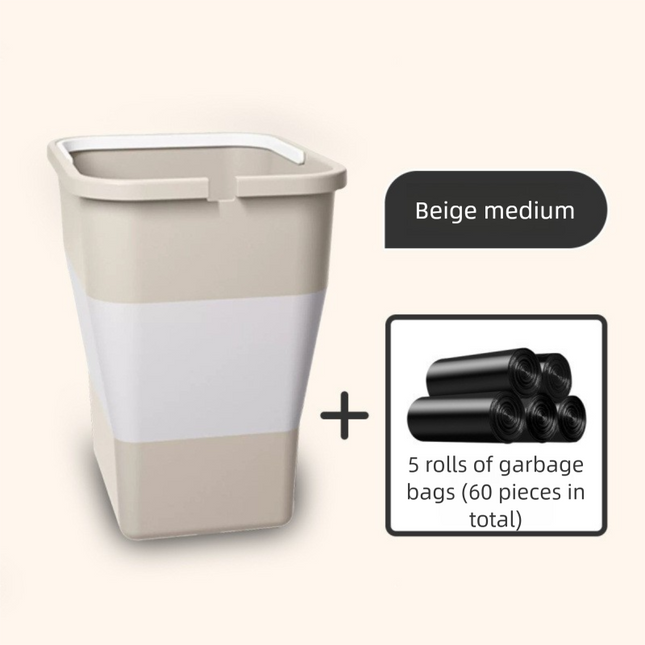 Beige Foldable Car Trash Can and Multi-Functional Storage Bin V888-ELOSUNG48920