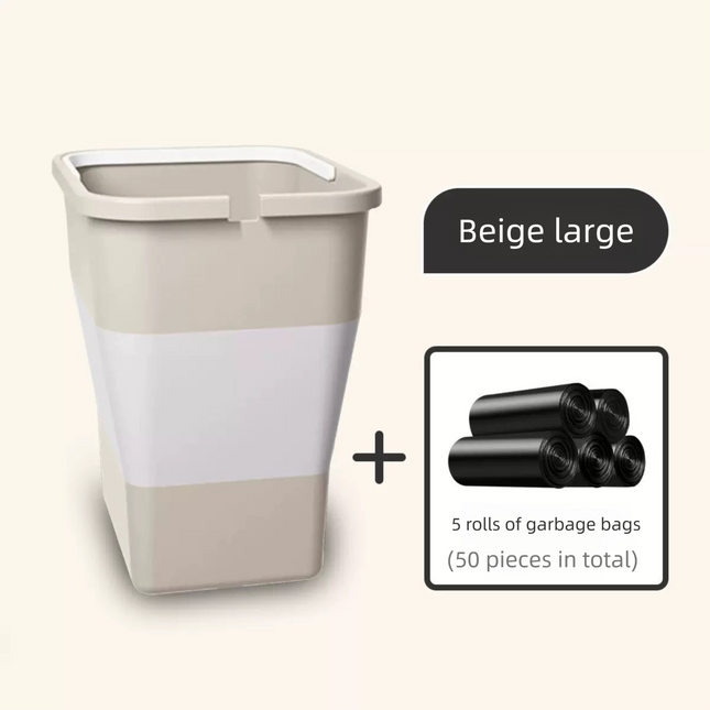Beige Foldable Car Trash Can and Multi-Functional Storage Bin V888-ELOSUNG48921