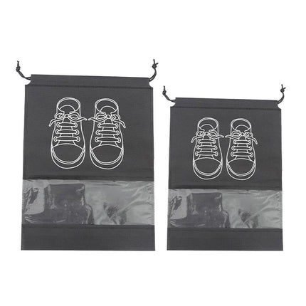 50-Pack Shoe Storage Bags - 25 Medium and 25 Large - Non-Woven Dust-Proof Travel Organiser with Transparent Window, Drawstring Closure for Business Trips, Home Wardrobe and Daily Storage