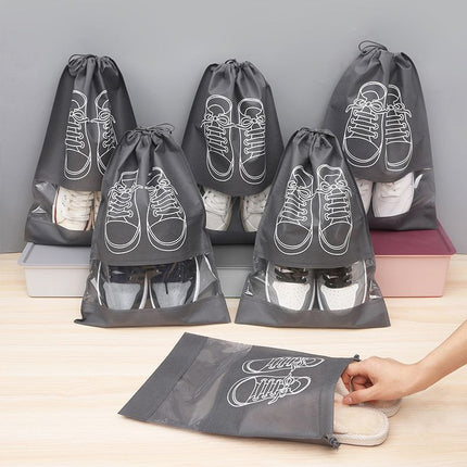 50-Pack Shoe Storage Bags - 25 Medium and 25 Large - Non-Woven Dust-Proof Travel Organiser with Transparent Window, Drawstring Closure for Business Trips, Home Wardrobe and Daily Storage