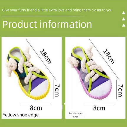 Purple Squeaky Canvas Shoe Dog Toy - Durable Realistic Sneaker Design for Chewing and Teething, Interactive Boredom Buster with Built-in Squeaker, Daily Play and Training Solution for Pets