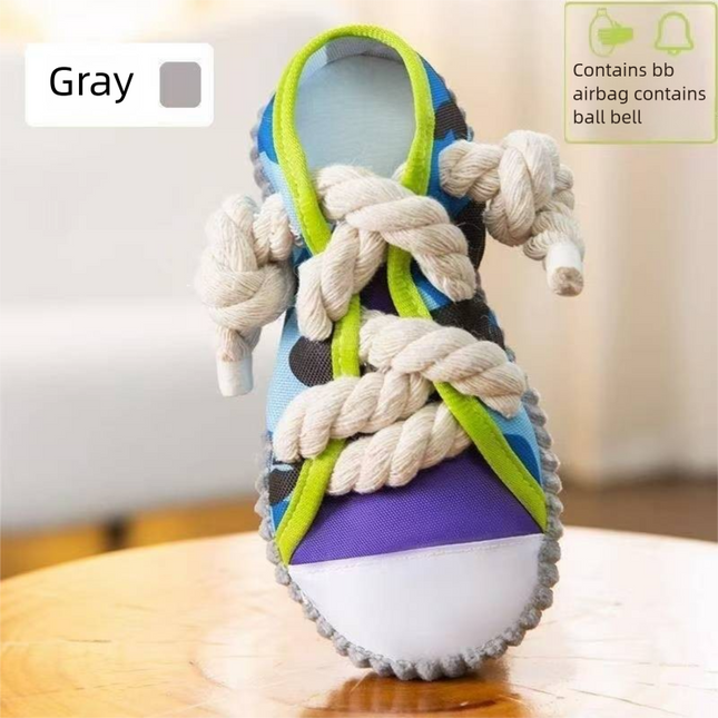 Grey Squeaky Canvas Shoe Dog V888-ELOSUNG48942