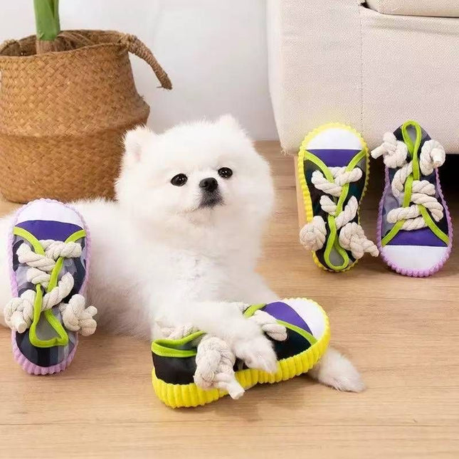Grey Squeaky Canvas Shoe Dog – product detail