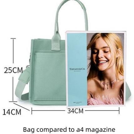 Dark blue Large Canvas Tote Bag for Women - Multi-Pocket Utility Organiser with Wide Adjustable Shoulder Strap - Trendy Crossbody and Handheld Bag for Work, Shopping and Travel - Daily Comfort Solution