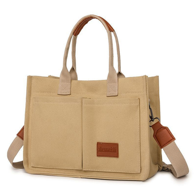 Khaki Large Canvas Tote Bag for V888-ELOSUNG48948