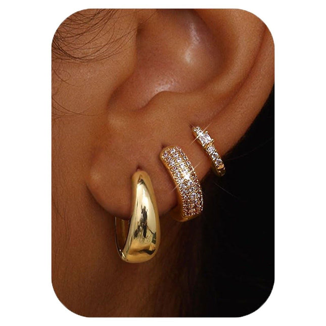 Cubic Zirconia Twisted Hoop Earring V888-ELOSUNG48970